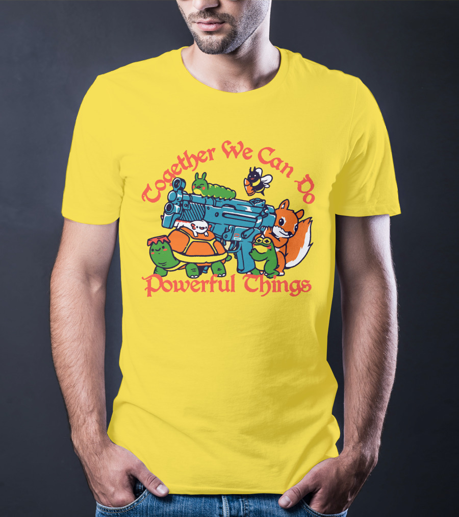 Together We Can Do Powerful Things Animals And Blue Water Gun T-Shirt