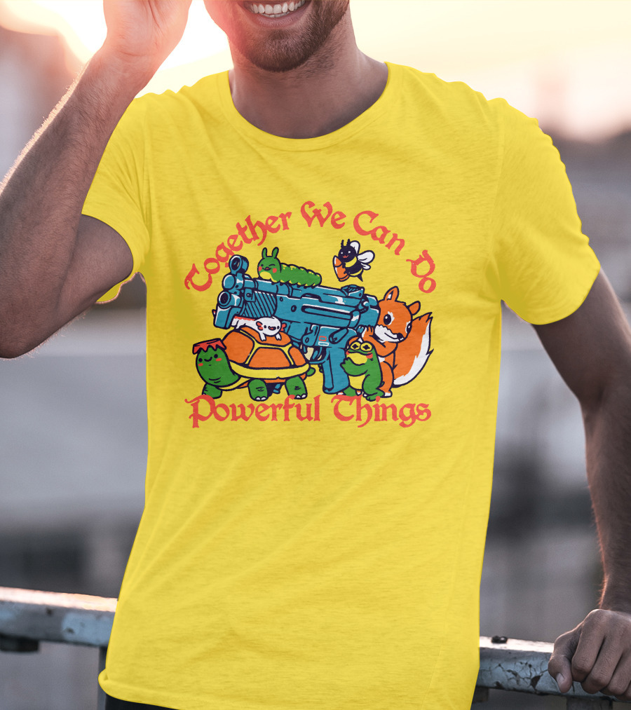Together We Can Do Powerful Things Animals And Blue Water Gun T-Shirt
