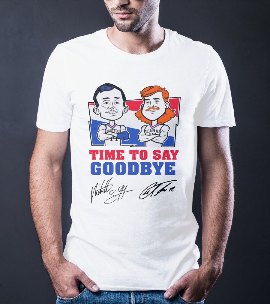 Mitch And Teahan Time To Say Goodbye Signatures And Cartoon Characters T-Shirt