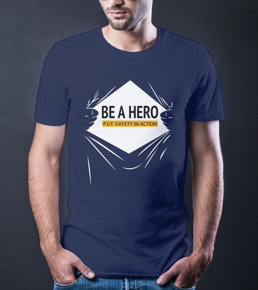 Be A Hero Put Safety In Action Dopeymcgeee Hands Pulling Open Shirt Superhero T-Shirt