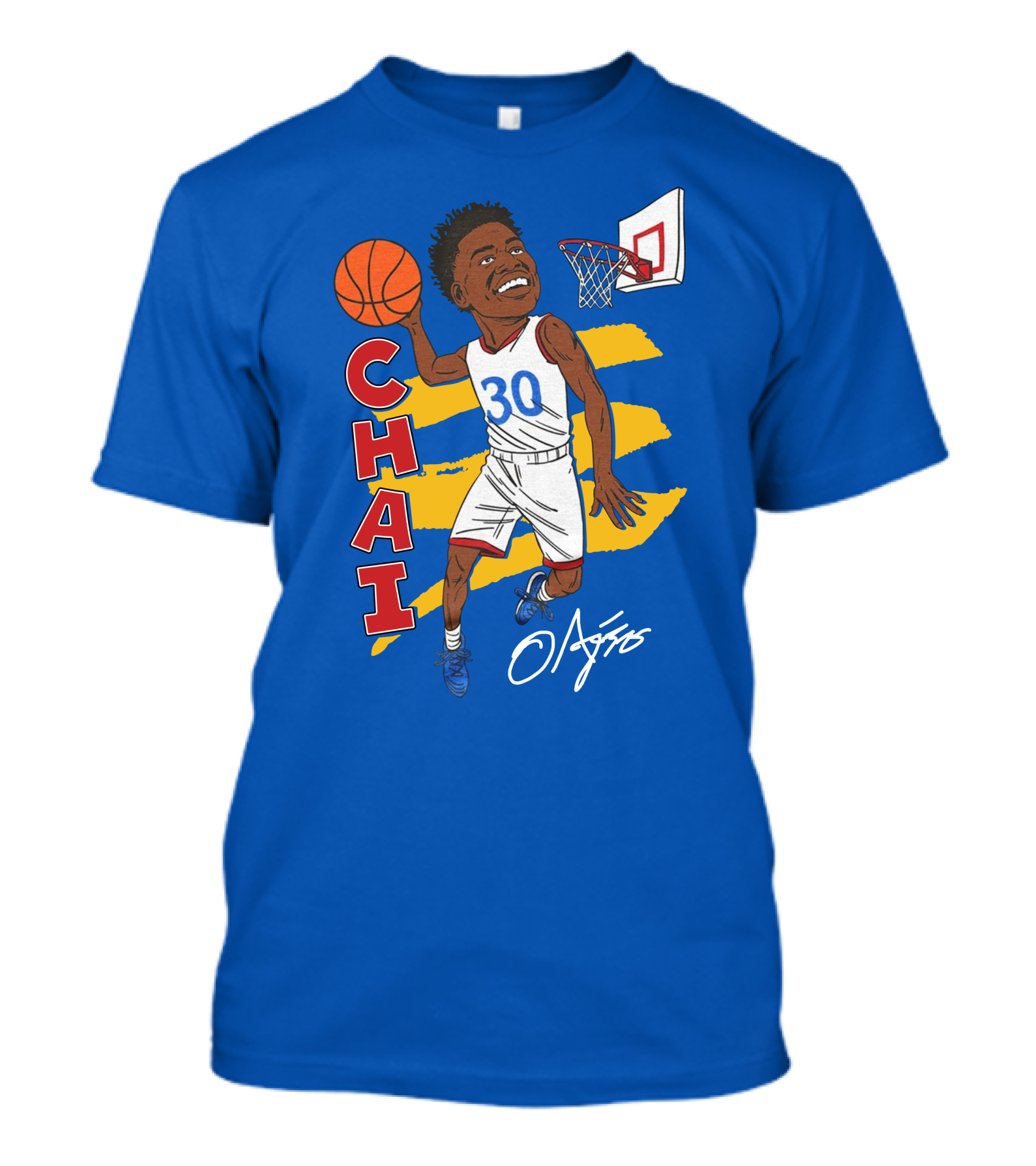 Ochai Agbaji Basketball Illustration 30 Chai Charliehustle Store T-Shirt