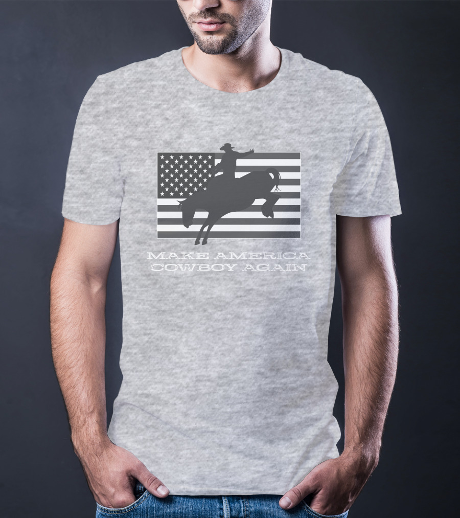 Brittanyandkasi X Kasi Brittany Make America Cowboy Again Riding Silhouette Flag T-Shirt