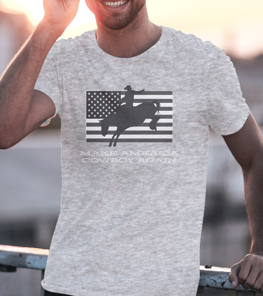 Brittanyandkasi X Kasi Brittany Make America Cowboy Again Riding Silhouette Flag T-Shirt