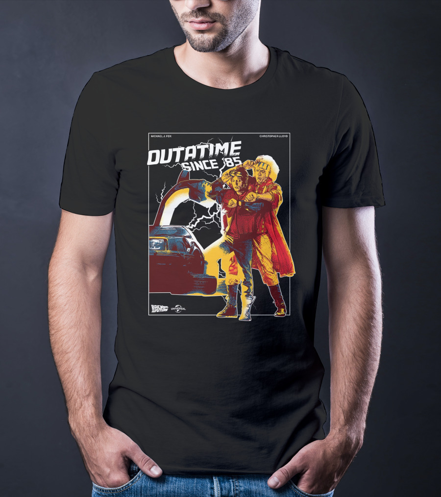 Back To The Future Outatime Since 85 Michael J. Fox Christopher Lloyd Universal T-Shirt