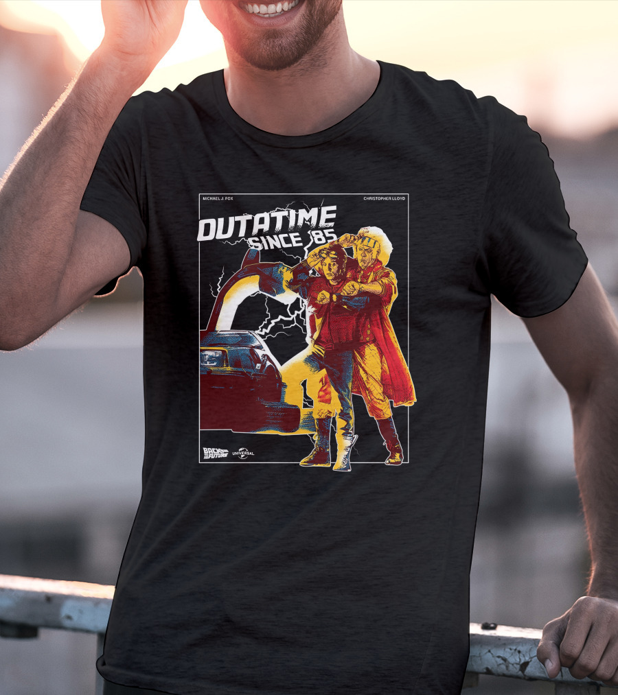 Back To The Future Outatime Since 85 Michael J. Fox Christopher Lloyd Universal T-Shirt