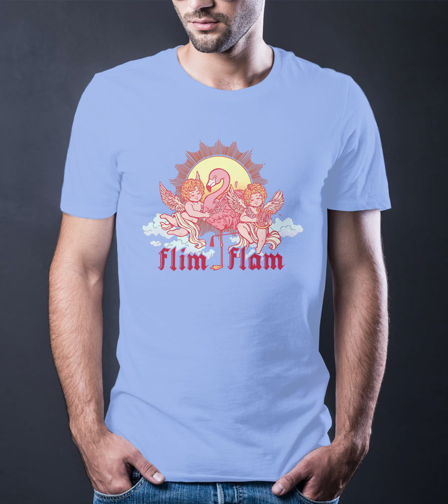 Albertsstuff Flim Flam Flamingo Cherubs Sun Cloud T-Shirt