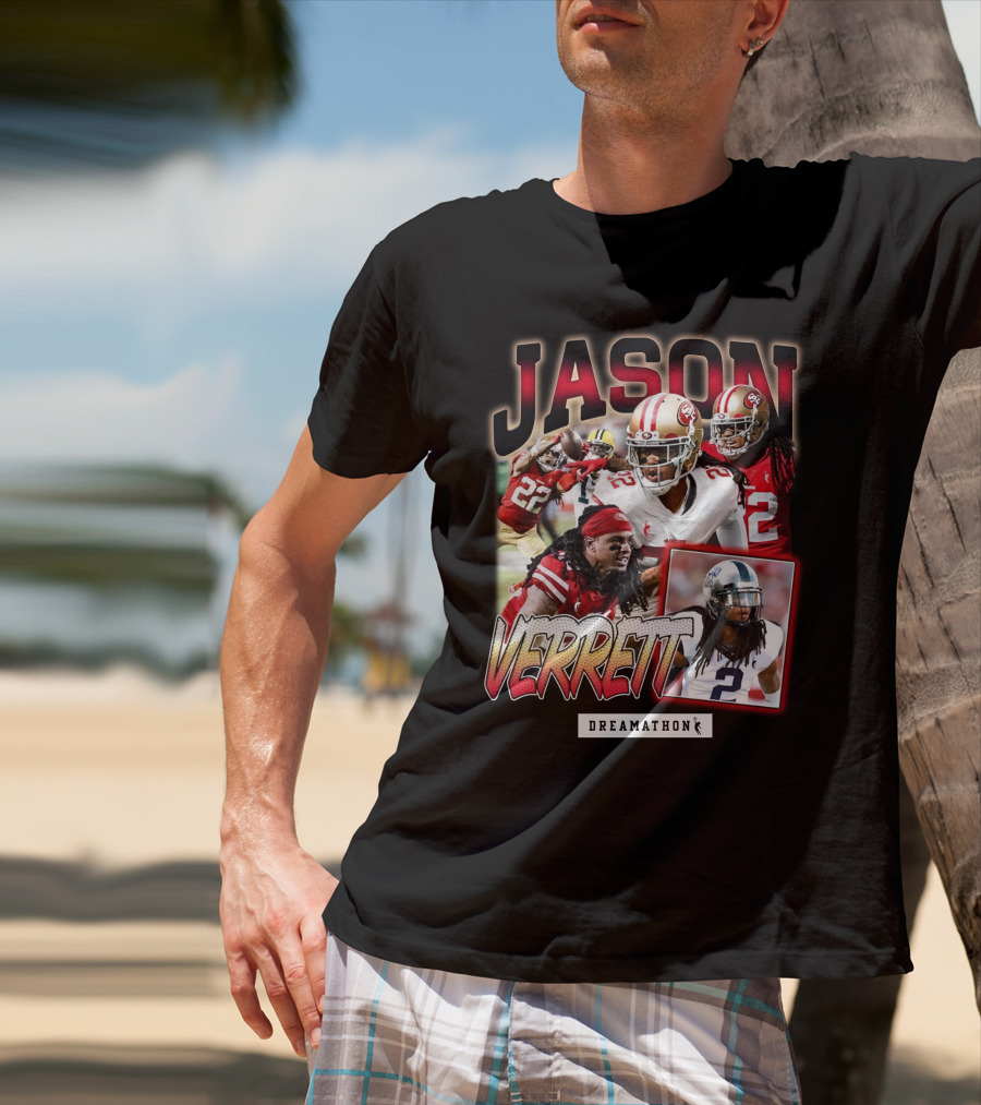 Jason Verrett Dreamathon San Francisco Football Collage T-Shirt