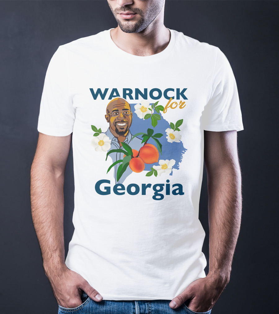 Warnock For Georgia Raphael Warnock Peaches And Blossoms T-Shirt