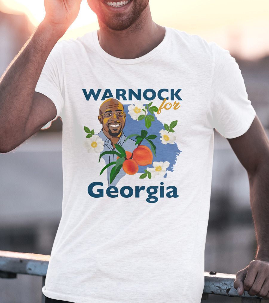 Warnock For Georgia Raphael Warnock Peaches And Blossoms T-Shirt