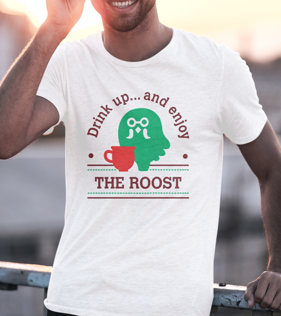 Drink Up And Enjoy The Roost Acpocketnews Owl With Coffee Cup T-Shirt