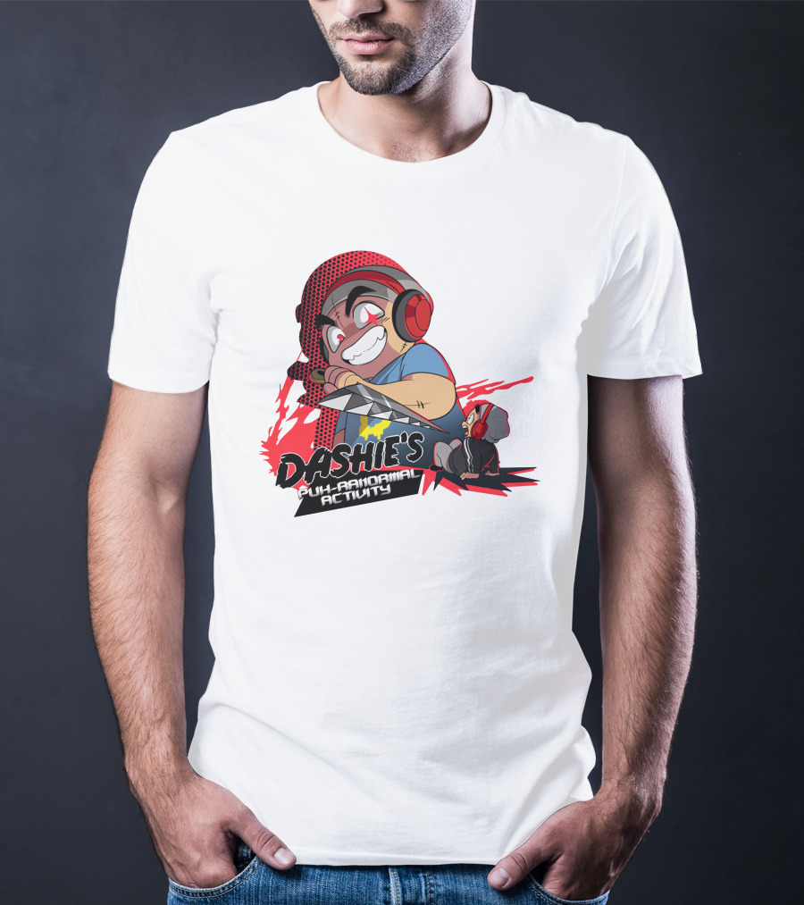 Dashiexp Merch Dashie's Puh-Ranormal Activity Red Headphones Cartoon Character T-Shirt