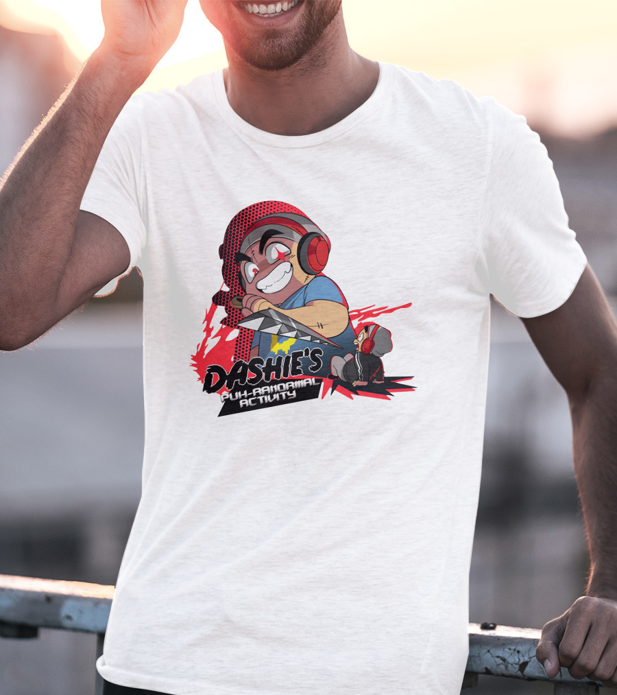 Dashiexp Merch Dashie's Puh-Ranormal Activity Red Headphones Cartoon Character T-Shirt