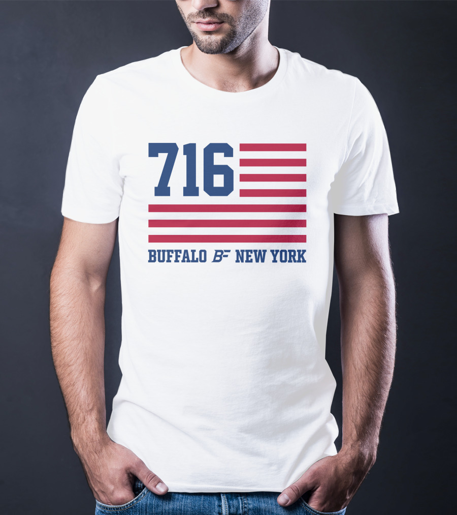716 Buffalo New York USA Flag T-Shirt