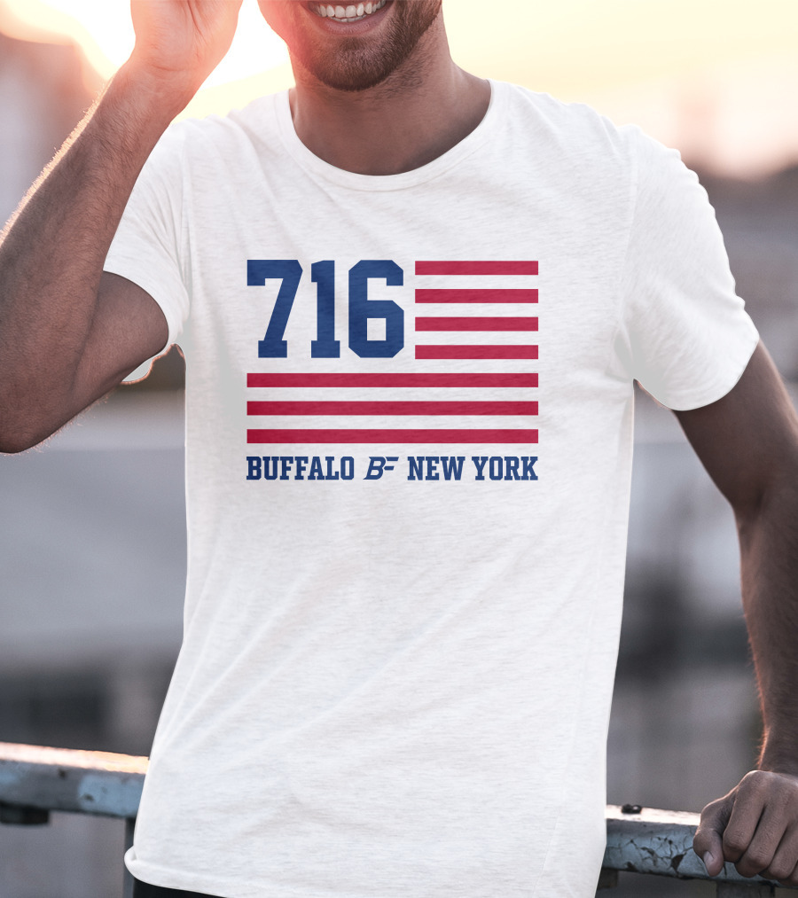 716 Buffalo New York USA Flag T-Shirt