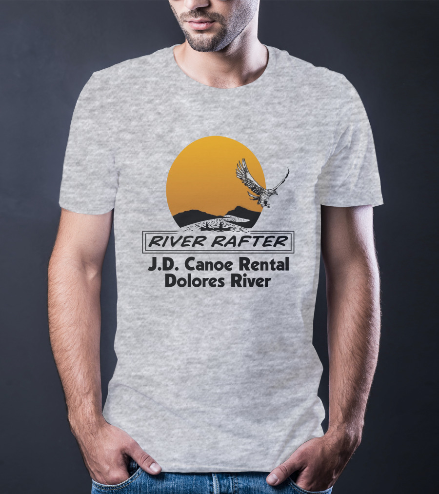 River Rafter J.D. Canoe Rental Dolores River Eagle Sunset T-Shirt