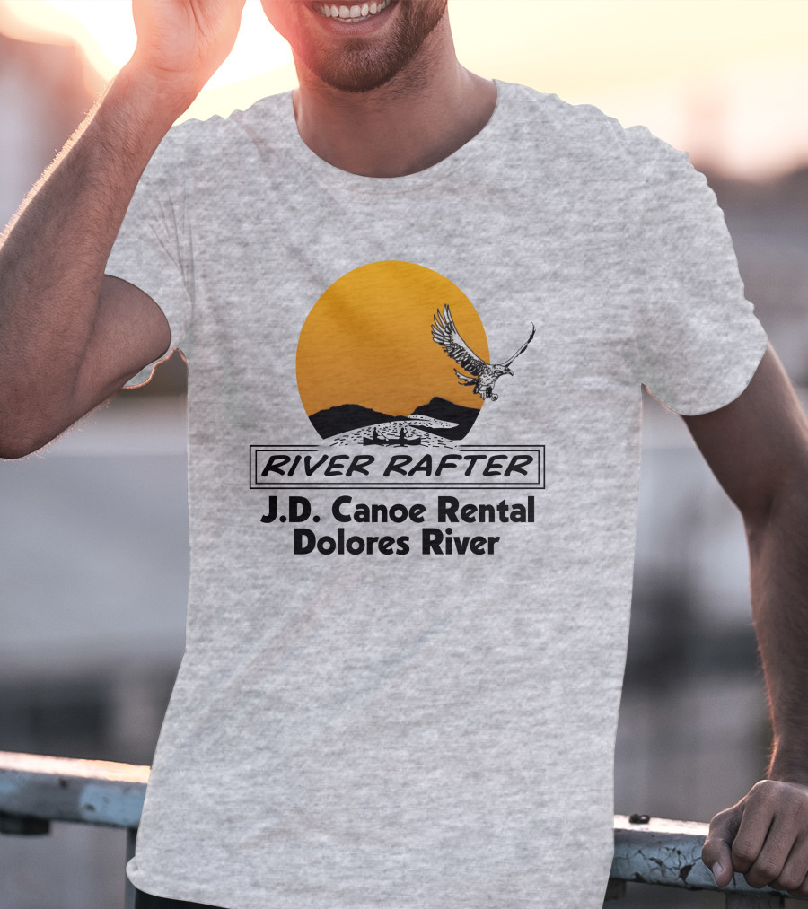 River Rafter J.D. Canoe Rental Dolores River Eagle Sunset T-Shirt