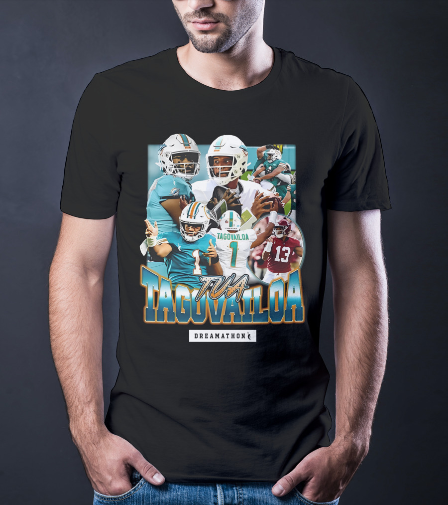 Tua Tagovailoa Dreamathon Quarterback Highlights NFL Football Action T-Shirt