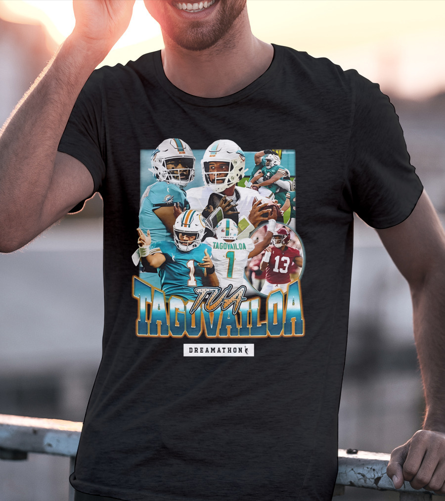 Tua Tagovailoa Dreamathon Quarterback Highlights NFL Football Action T-Shirt