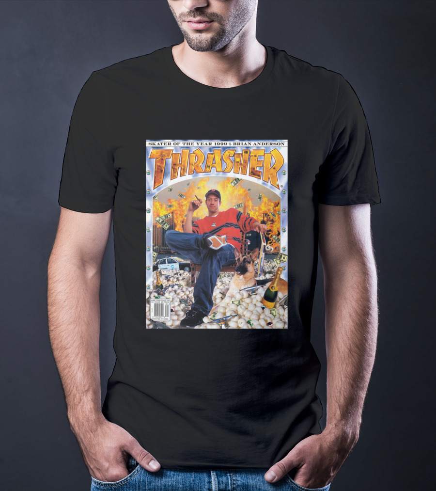 Thrasher Skater Of The Year 1999 Brian Anderson Cover With Money Explosion Scene T-Shirt
