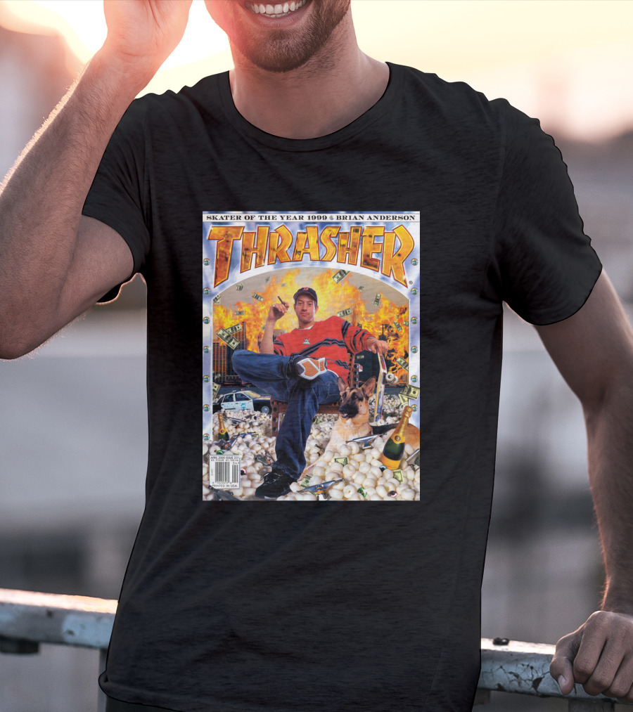 Thrasher Skater Of The Year 1999 Brian Anderson Cover With Money Explosion Scene T-Shirt