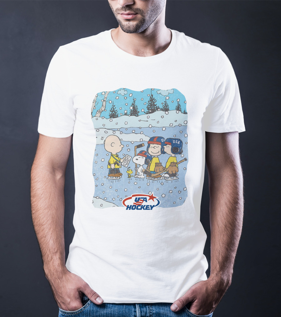 Nola Foxhky Streaker Sports X Peanuts USA Hockey Charlie Brown And Friends Ice Skating T-Shirt