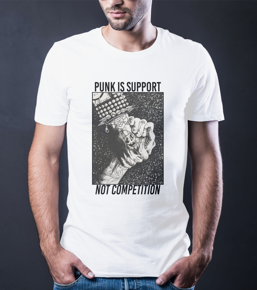 Punk Is Support Not Competition No Gods No Masters Spiked Leather Unity T-Shirt