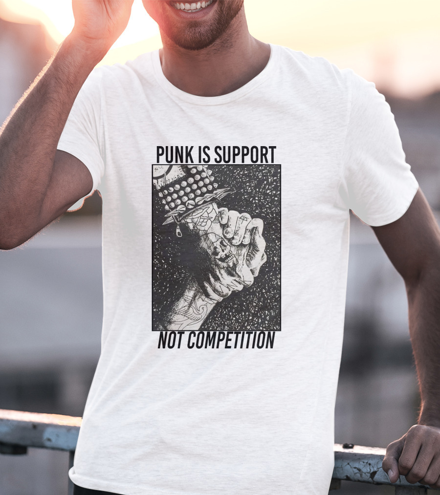 Punk Is Support Not Competition No Gods No Masters Spiked Leather Unity T-Shirt