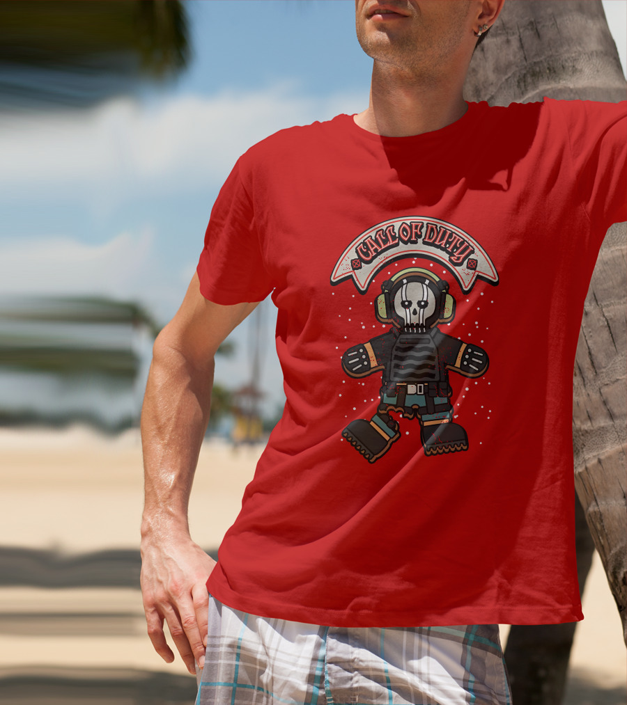 Dysmo Call Of Duty Skull Soldier Gingerbread Red Holiday Game Fusion T-Shirt