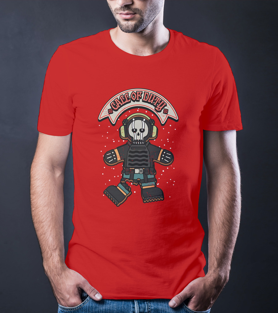 Dysmo Call Of Duty Skull Soldier Gingerbread Red Holiday Game Fusion T-Shirt