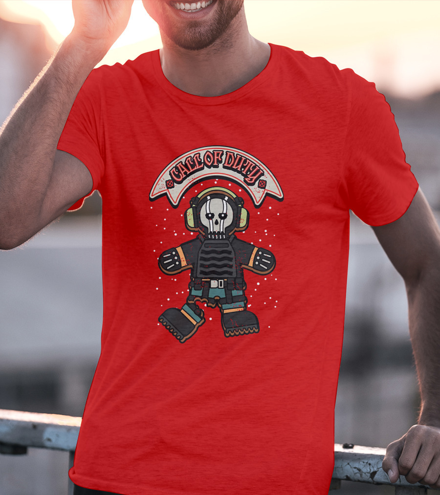 Dysmo Call Of Duty Skull Soldier Gingerbread Red Holiday Game Fusion T-Shirt