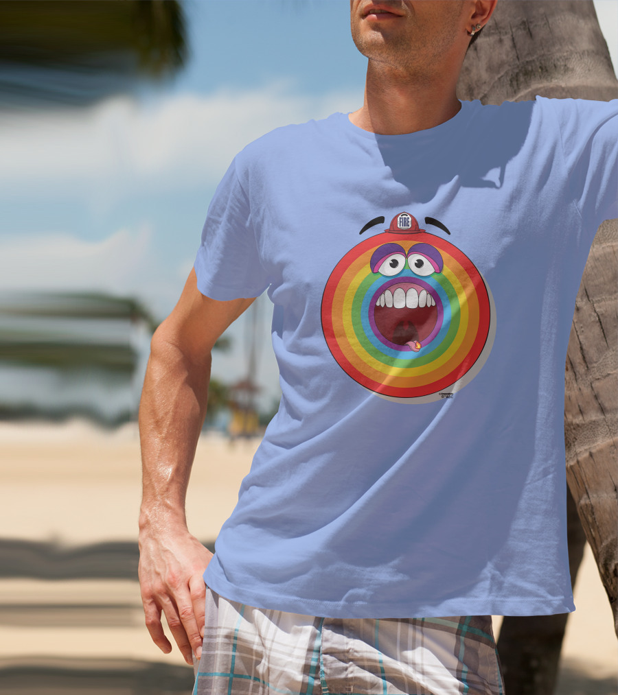 Firefighter Rainbow Face With Comic Mouth By Ernest Doty T-Shirt