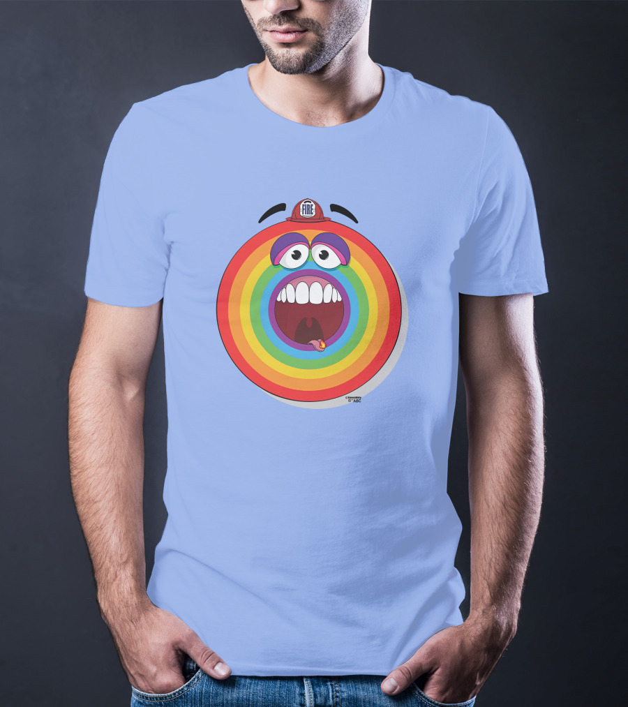 Firefighter Rainbow Face With Comic Mouth By Ernest Doty T-Shirt