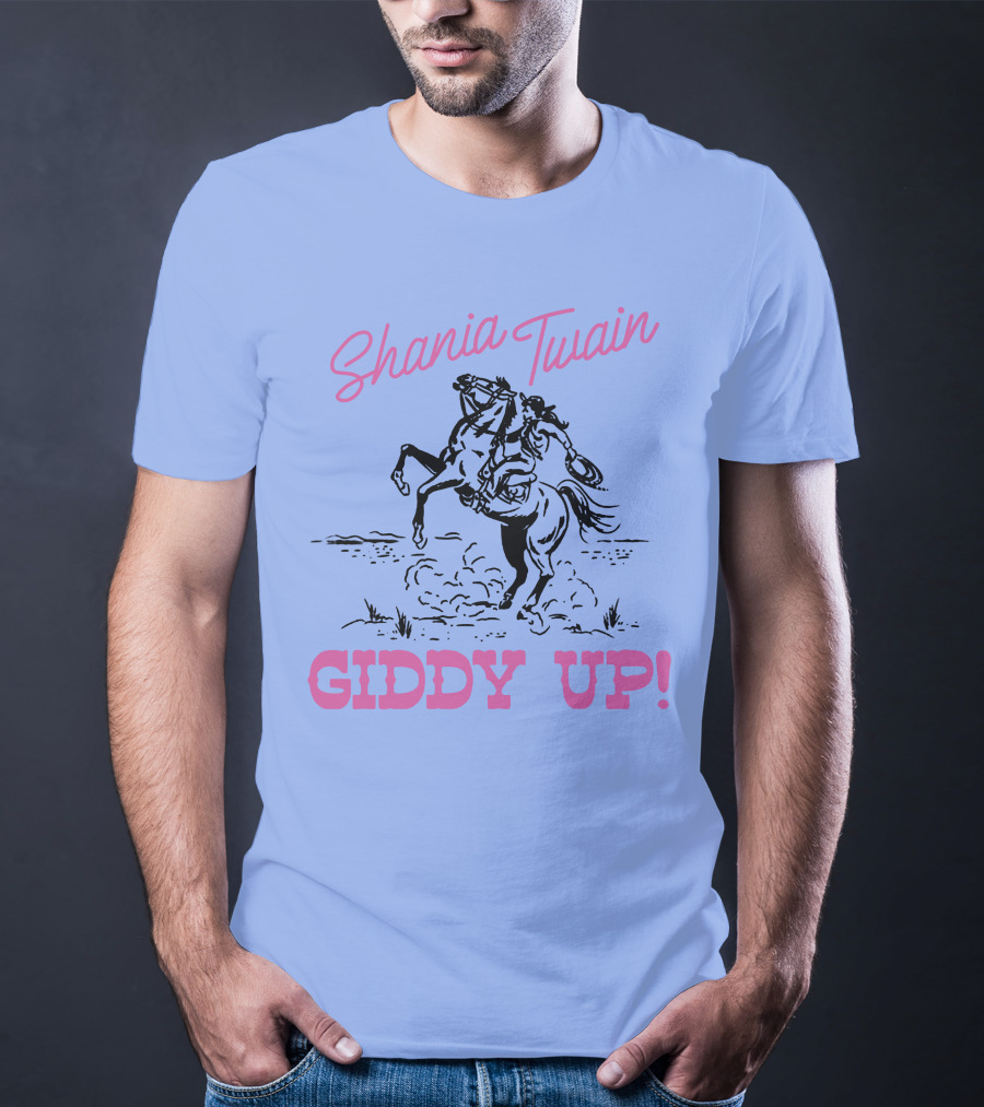 Shania Twain Giddy Up Riding Horse Sketch T-Shirt