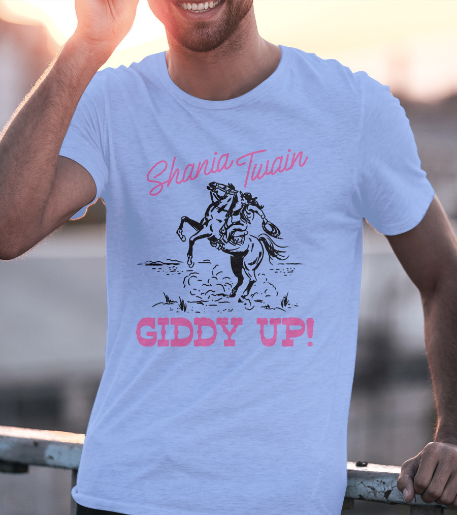 Shania Twain Giddy Up Riding Horse Sketch T-Shirt