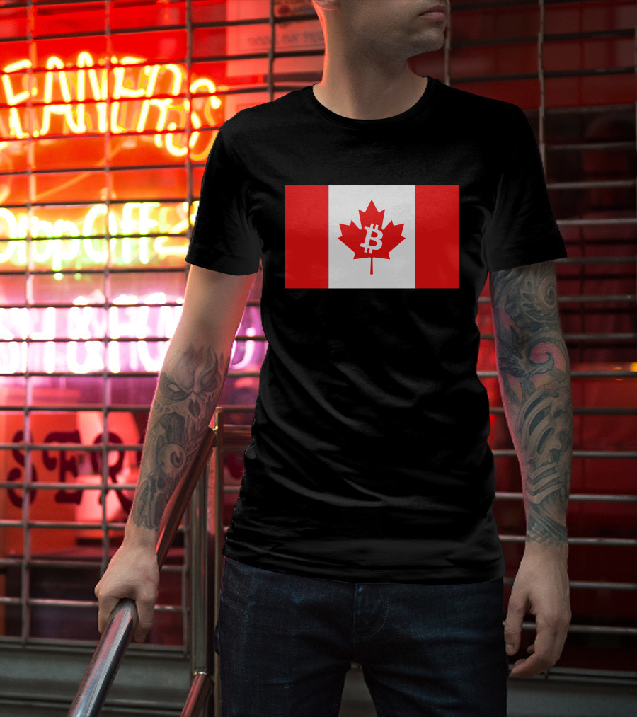 Bitcoin Canada Maple Leaf Flag Red 2 T-Shirt