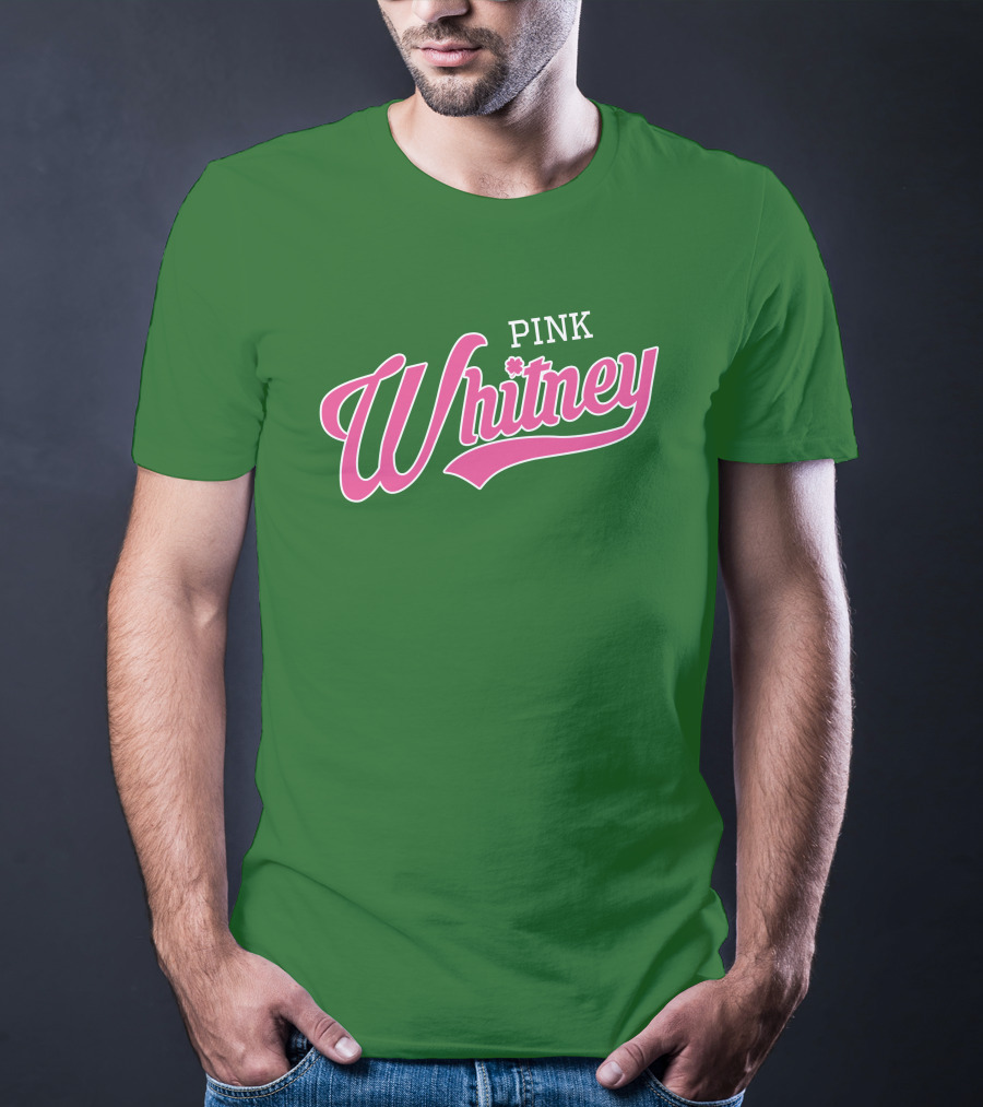 Pink Whitney Retro Bold Script Green Background T-Shirt