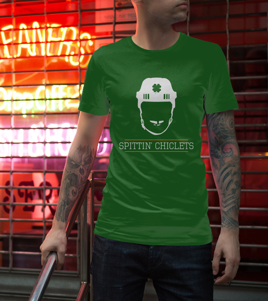 Spittin Chiclets Hockey Helmet Clover Green T-Shirt