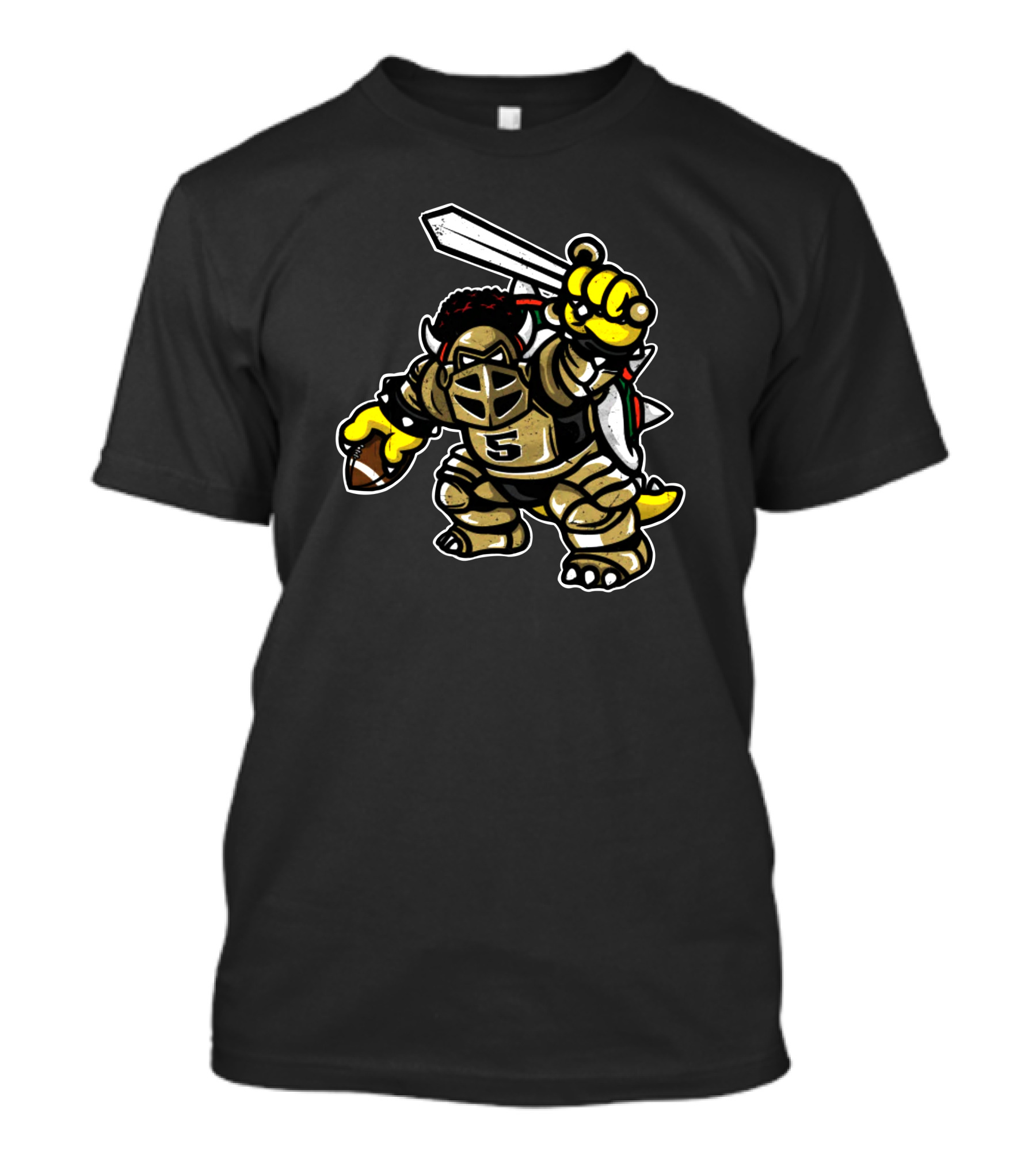 Isaiah Bowser Toon Character With Football And Sword T-Shirt