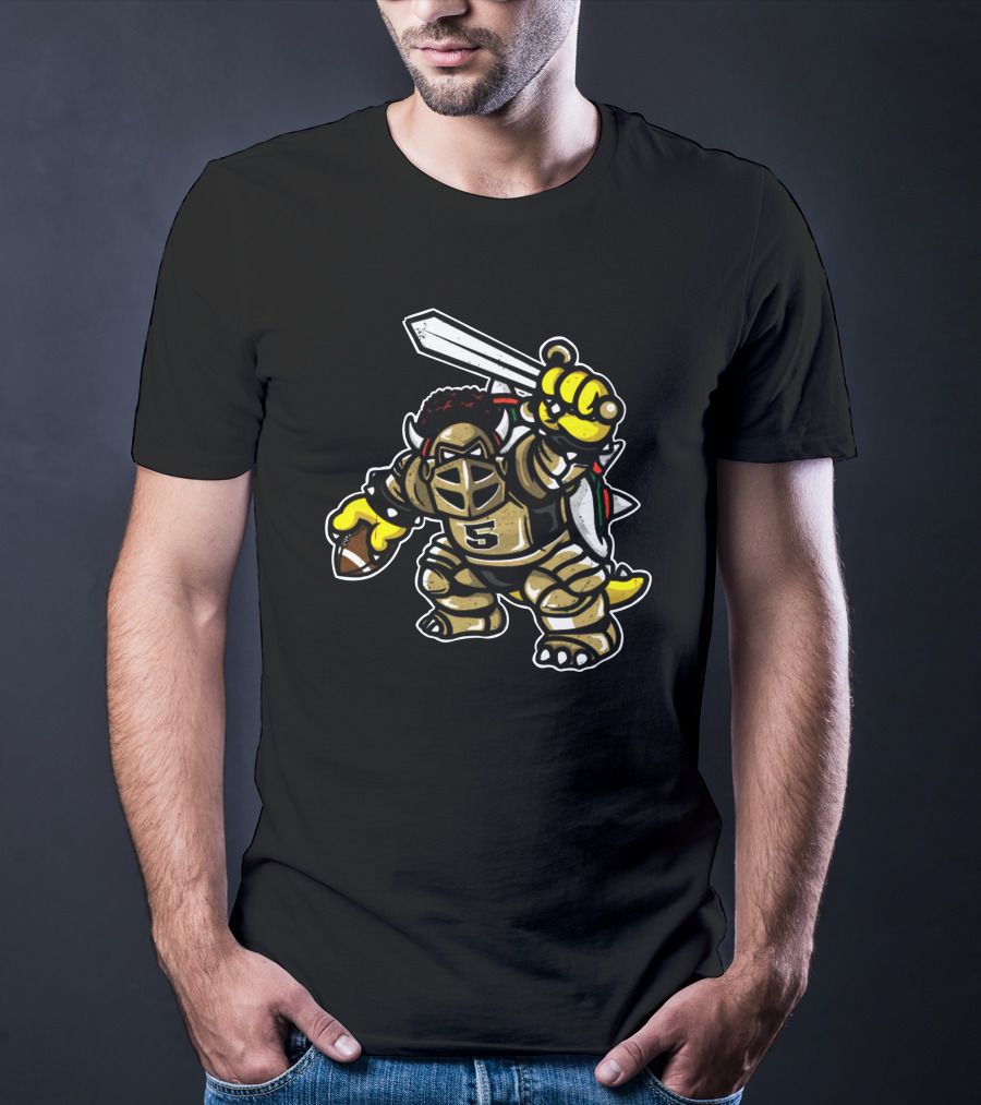 Isaiah Bowser Toon Character With Football And Sword T-Shirt