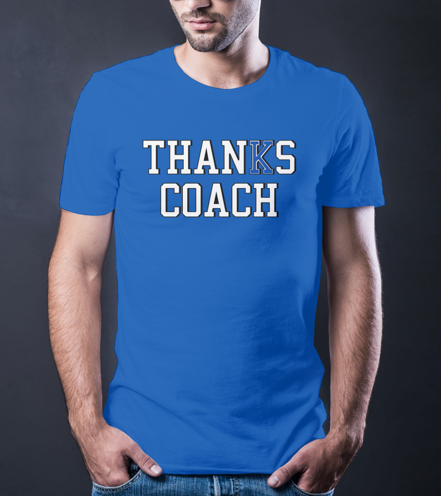 Thanks Coach Basketball Appreciation Blue Text T-Shirt