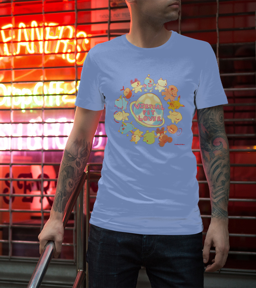 Virtual Pet Lover Colorful Cute Characters Circle T-Shirt