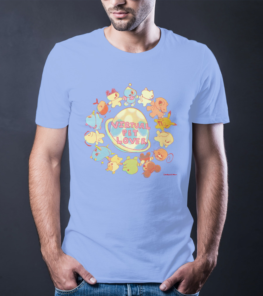 Virtual Pet Lover Colorful Cute Characters Circle T-Shirt