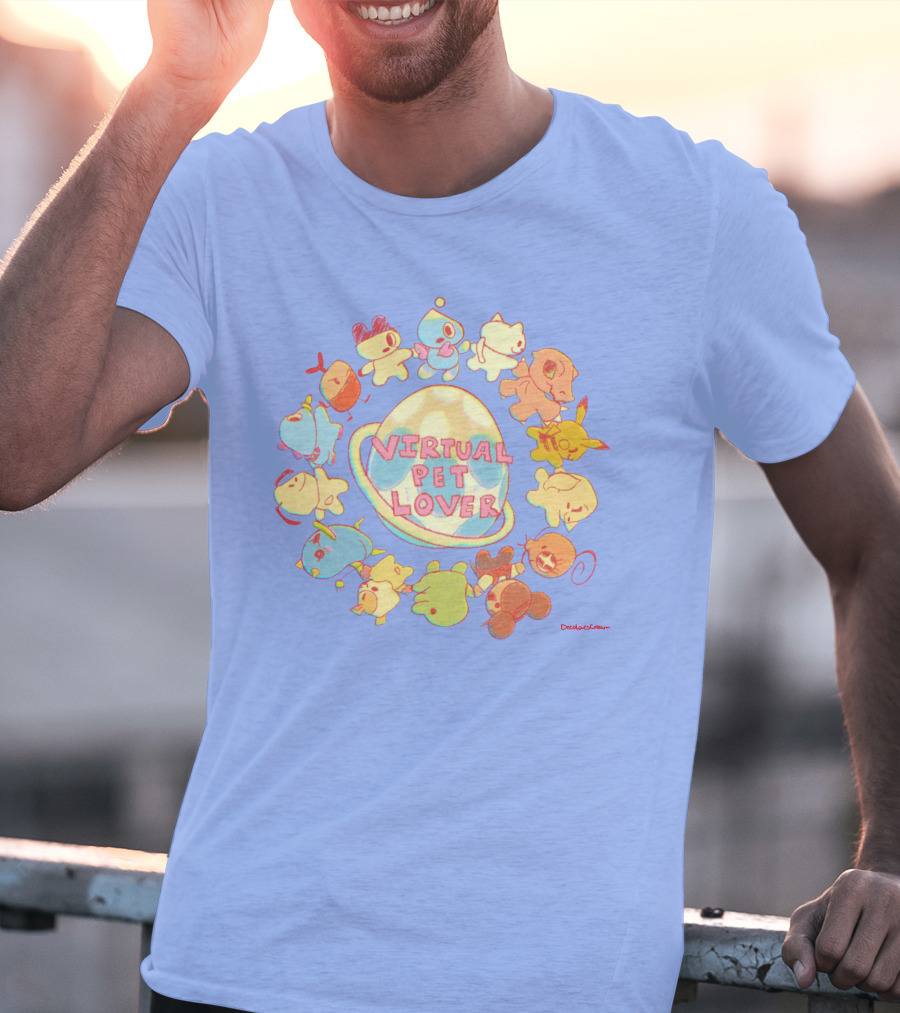 Virtual Pet Lover Colorful Cute Characters Circle T-Shirt