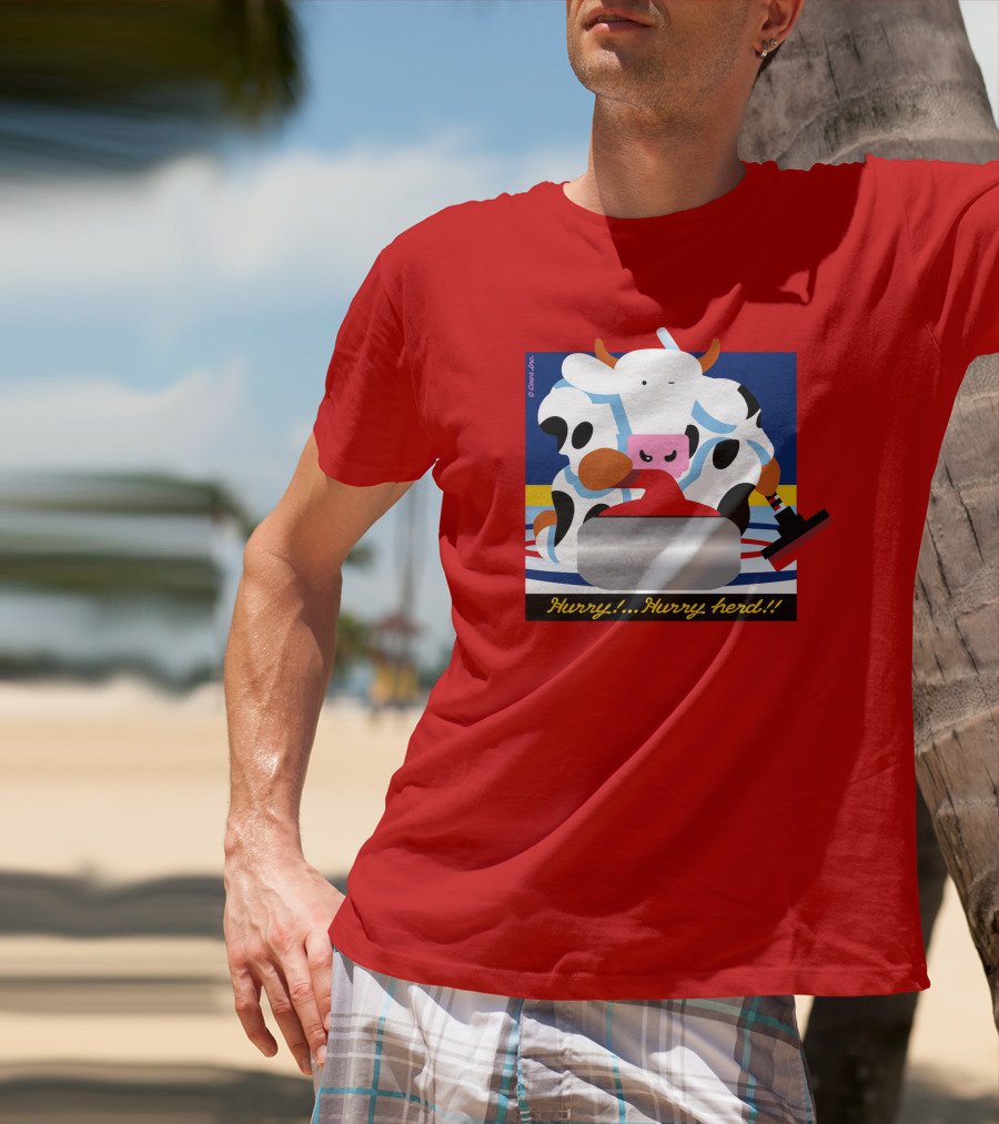 Hurry Hurry Herd Cow Curling Sweep T-Shirt