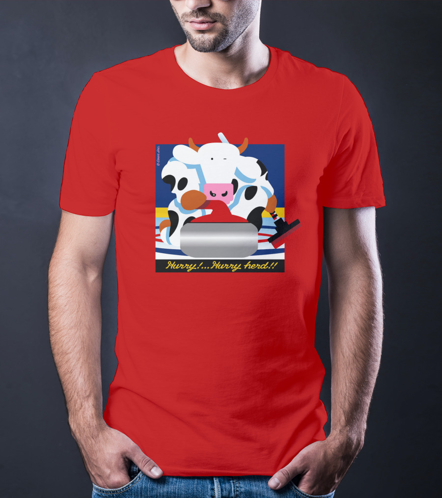 Hurry Hurry Herd Cow Curling Sweep T-Shirt