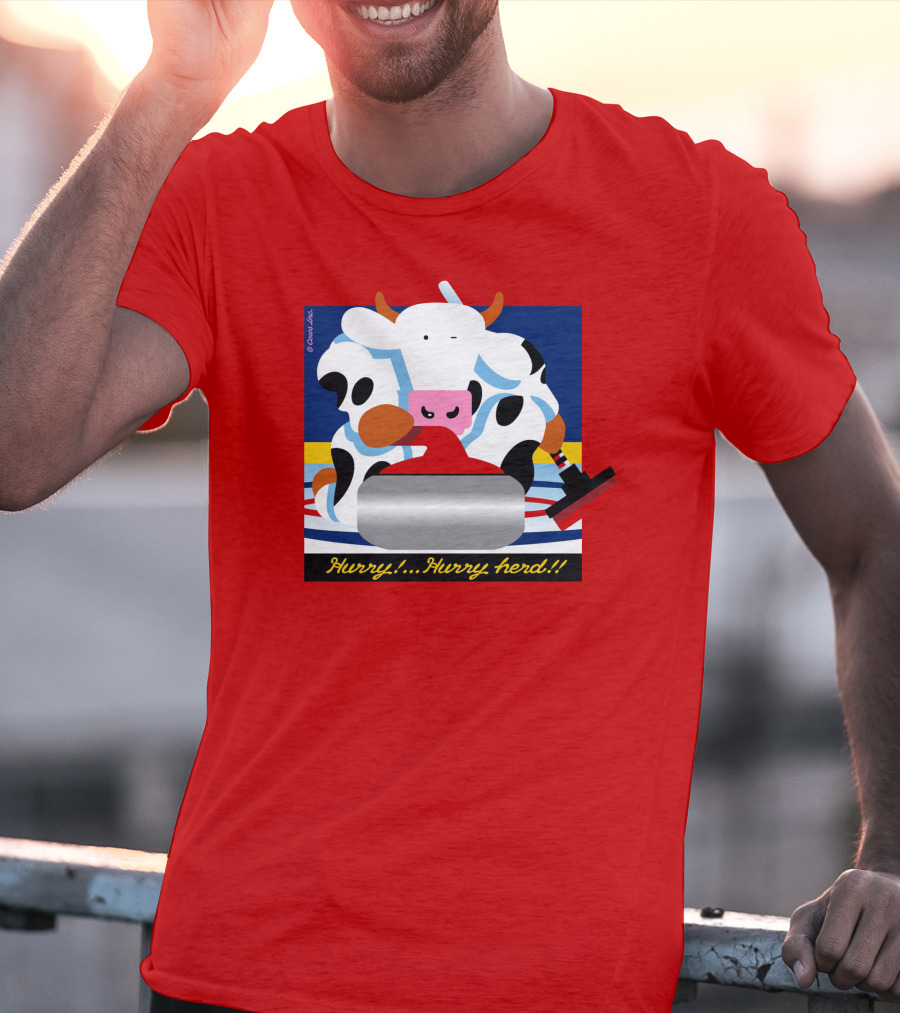 Hurry Hurry Herd Cow Curling Sweep T-Shirt