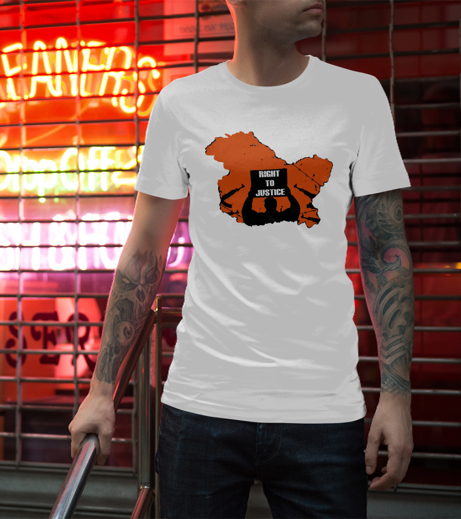 Right To Justice Protest Silhouette Inside Orange Map Shape T-Shirt