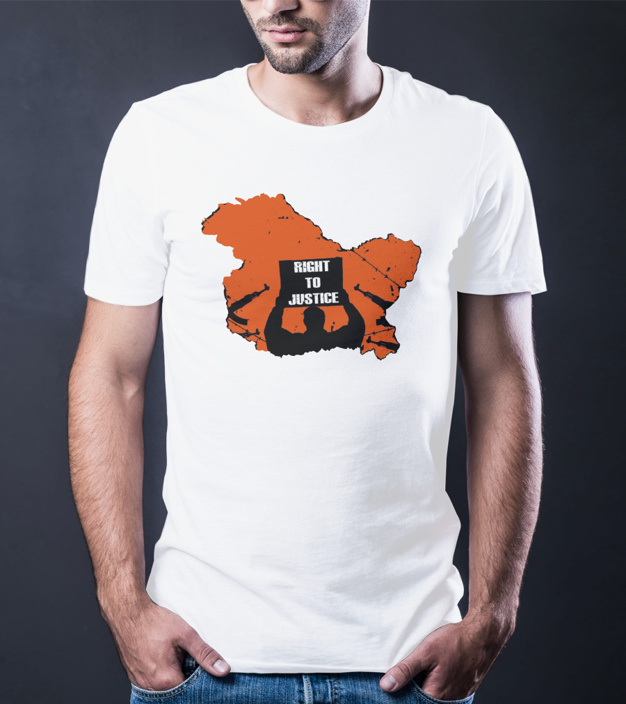 Right To Justice Protest Silhouette Inside Orange Map Shape T-Shirt