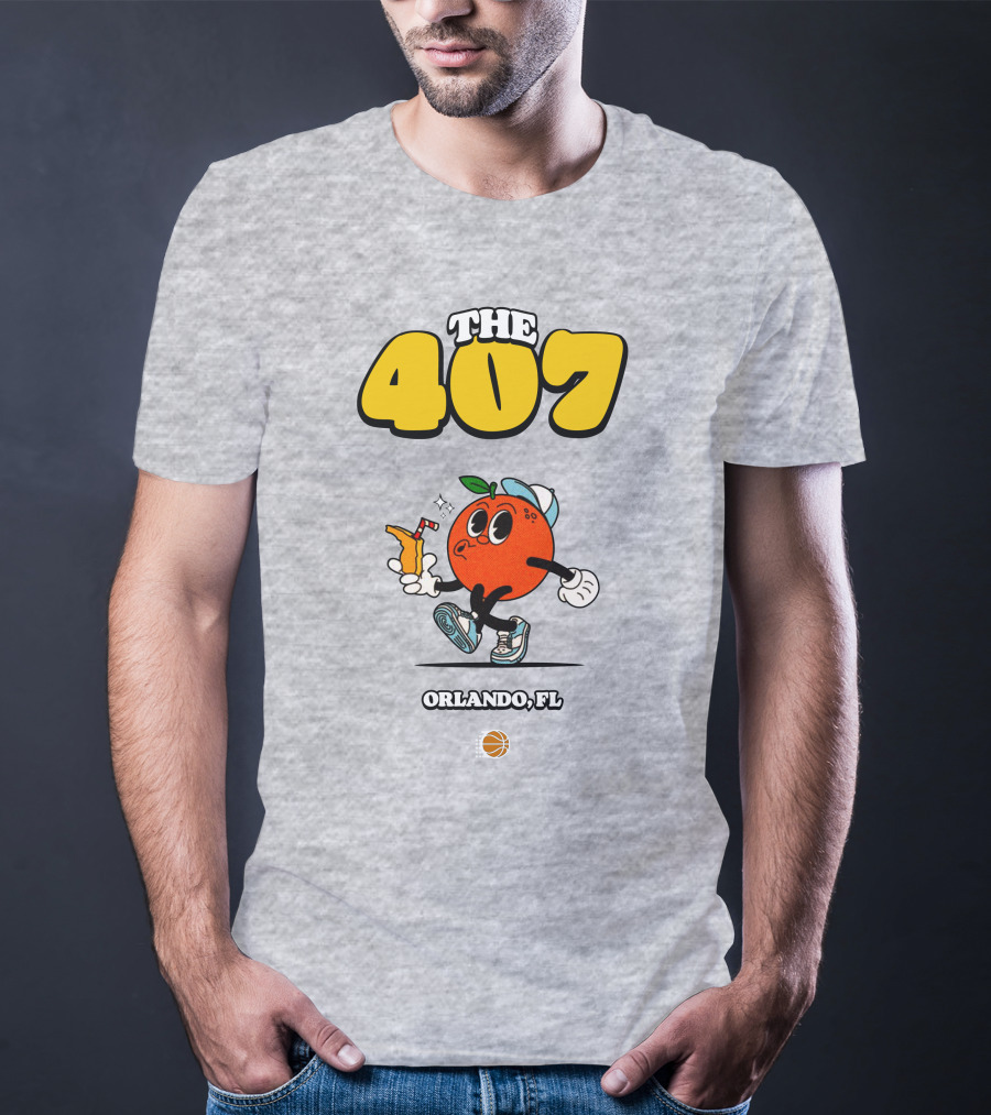 THE 407 Orlando FL Basketball Orange Character T-Shirt