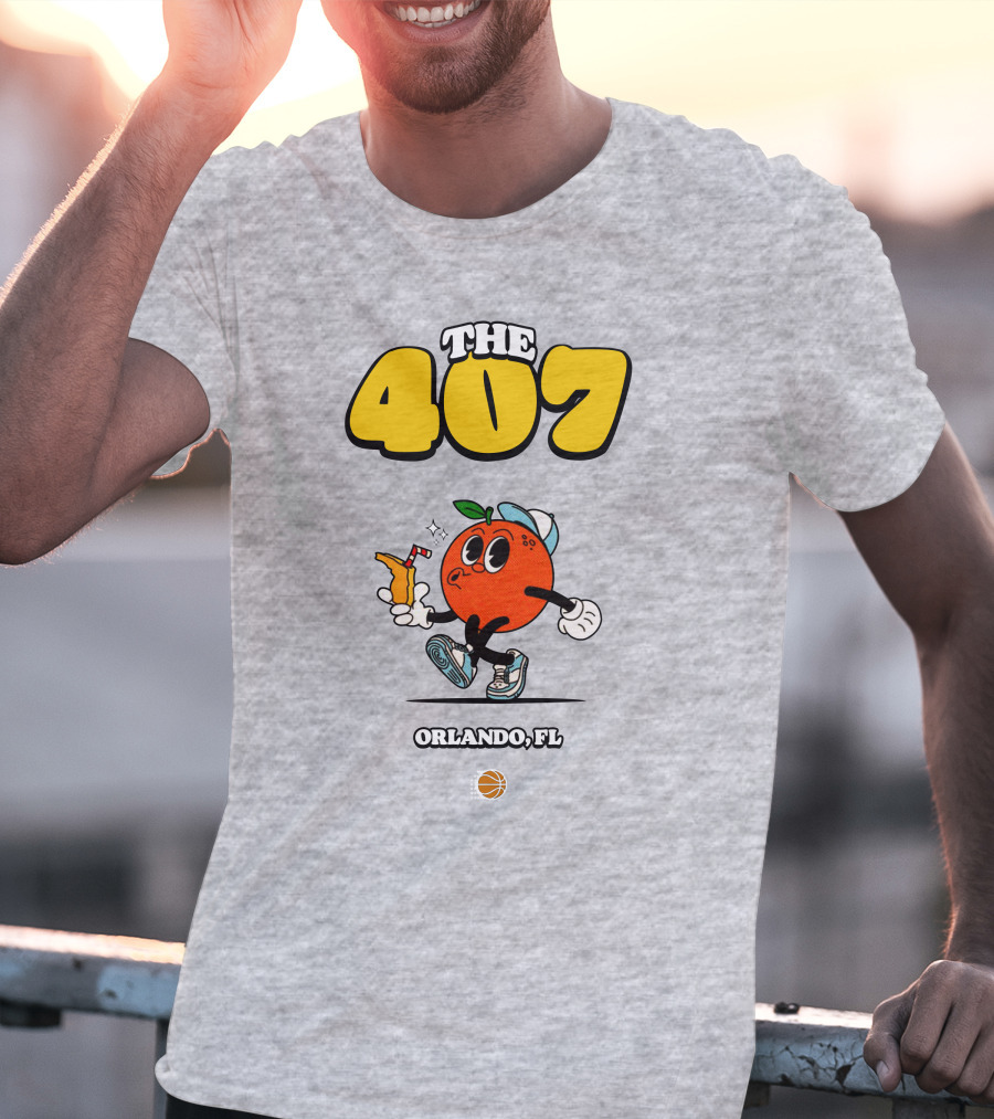 THE 407 Orlando FL Basketball Orange Character T-Shirt